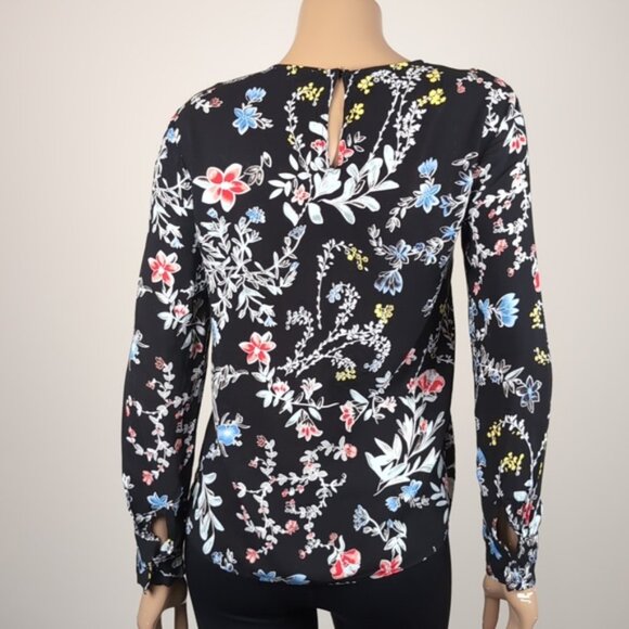 3/$20 Philosophy Long Sleeve Floral Top Ruffle Trim Flowy Blouse Button Cuffs - Picture 6 of 13